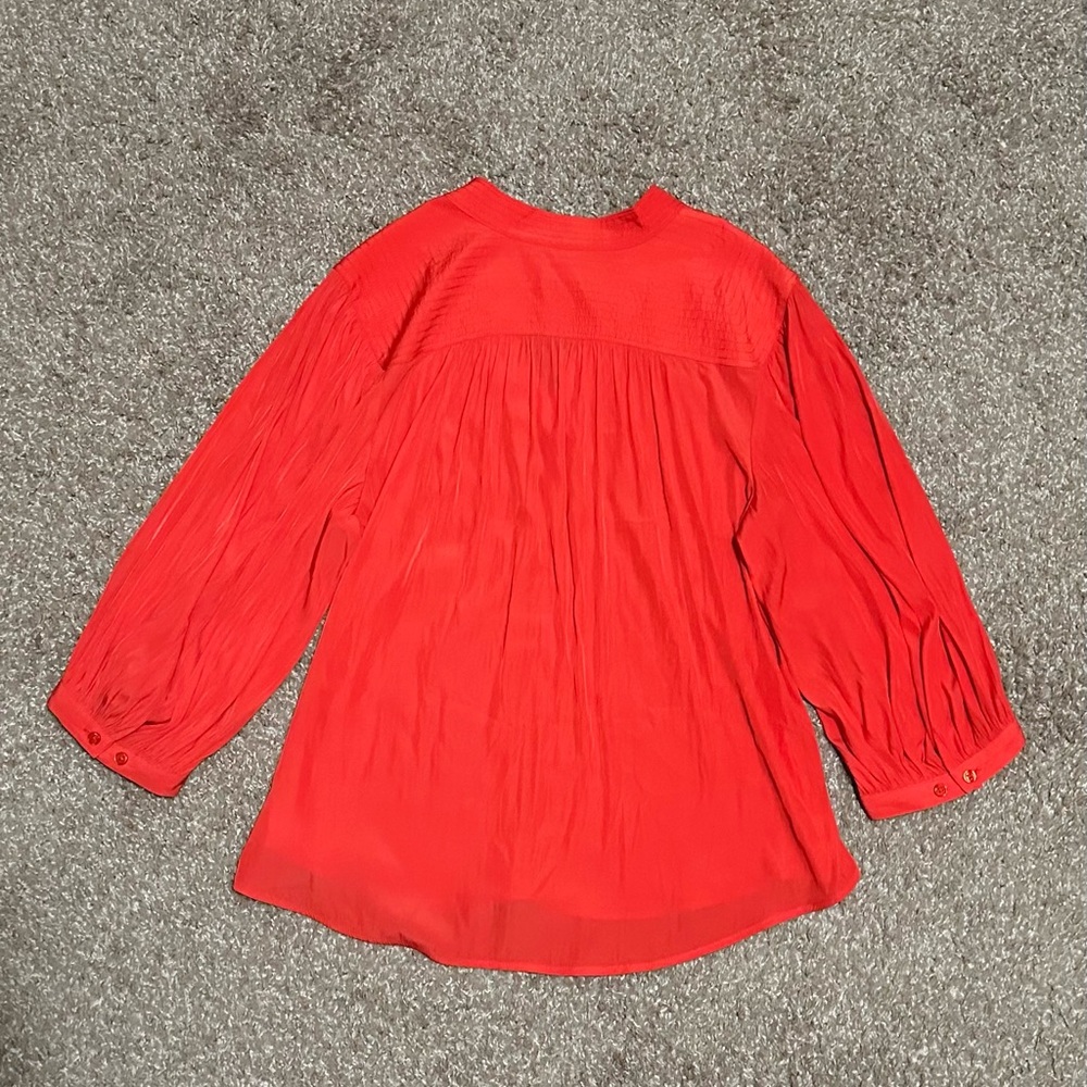 Chicos Womens V Neck Long Sleeve Red Orange Blouse Sz 3 XL - Picture 3 of 6